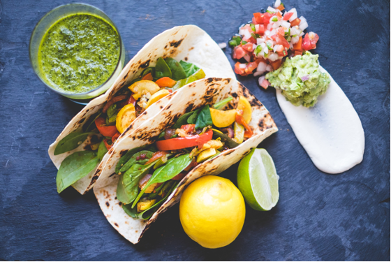 veggie tacos with cilantro lime sauce
