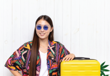 Image of woman with yellow suitcase
